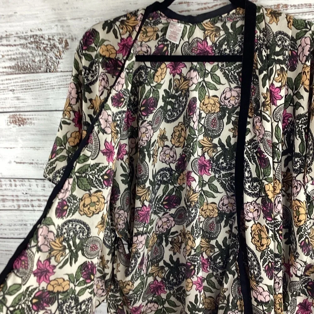 SPRING FLORAL ONE SIZE TOP KIMONO CARDIGAN SPRING SUMMER BOHO GUC - Picture 3 of 11